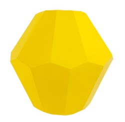 Бусины стеклянные биконус  4 х 4 мм цвет желтый 34 шт  на нити - фото 100259