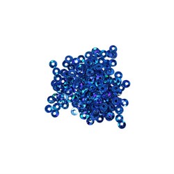 Пайетки плоские 'Астра' 3 мм цвет: синий голограмма 1 уп.  - фото 100637