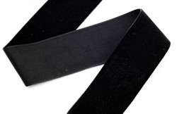 Тесьма бархатная черная 3 см 1 м  - фото 101159