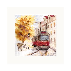 Набор для вышивания"Осень в городе. Трамвай" 7х7 см  "Алиса"  - фото 102428