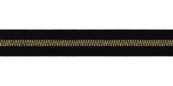 Лента репсовая отделочная 25 мм цвет: 63 черный с золотом 1м  - фото 102549