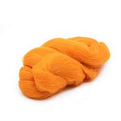 Полутонкая 100% шерсть для валяния 50 г цвет: оранжевый - фото 103166