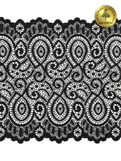 Кружево-стрейч 180 мм цвет 003 черный 1 м    - фото 107047