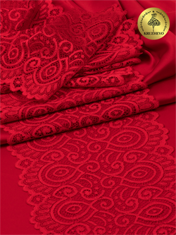 Кружево-стрейч 180 мм цвет красный. 1 м - фото 107054