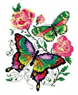 'Бабочки и розы' 14х18 см "Чудесная Игла" - фото 81093