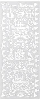 Наклейки контурные "День Рождения" под серебро  - фото 89676