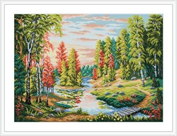Канва с рисунком "Рассвет в лесу" 40 х 50 см "М. П. Студия" - фото 95226