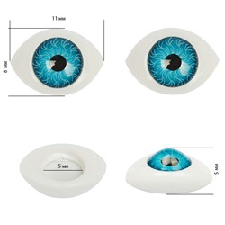 Глаза овальные выпуклые цветные  11 мм цвет голубой  1 пара - фото 97523