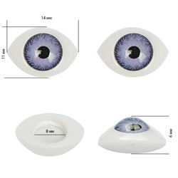 Глаза овальные выпуклые цветные  14 мм цвет фиолетовый 1 пара  - фото 97533