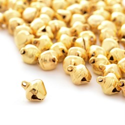 Бубенчики пластиковые 8 мм под золото  5 шт - фото 97557