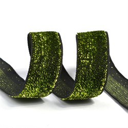 Лента "Бархотка" 20 мм цвет 03 зеленый/черный 1 м  - фото 97596