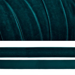 Лента бархатная 20 мм  цвет темно-зеленый 1 м  - фото 97613