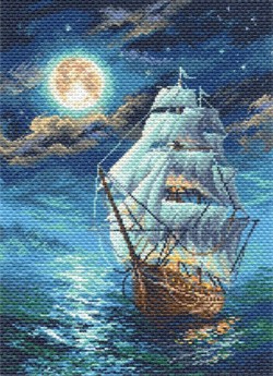 Рисунок на канве  "Ночной морской пейзаж" 37х49 см  "Матренин Посад"  - фото 97711