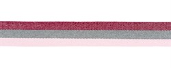 Лампасная лента с металлизированной нитью 28 мм  цвет 1511 бордовый, серый, розовый  1 м  - фото 97926