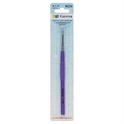 Крючок для вязания с прорезиненной ручкой стальной d 1.70 мм 13 см 1 шт  - фото 99066