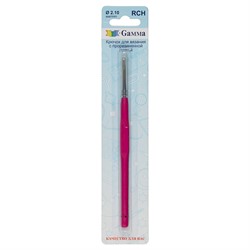 Крючок для вязания с прорезиненной ручкой стальной d 2.1 мм 13 см 1 шт  - фото 99078