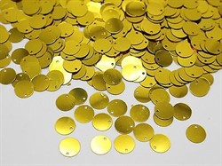 Пайетки круглые со смещенным центром "металлик" 8 мм цвет: золото  1 п. - фото 99534