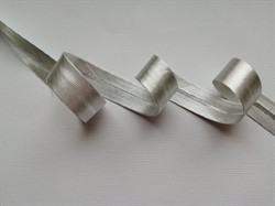 Косая бейка под металл 15 мм серебро 1м  - фото 99547