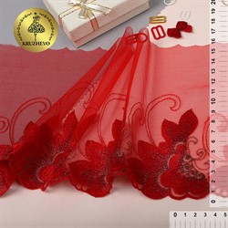 Кружево вышивка на сетке (левая) 160 мм  цвет красный  1м  