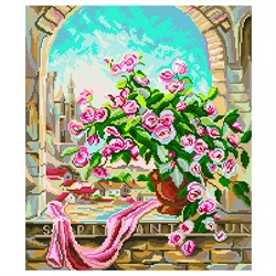 Канва с рисунком  'Розовый куст' (34*35 см) 41*41см  "Матренин Посад" 