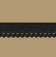 Лента эластичная с абажурным зиг-загом 10 мм черная 1м   