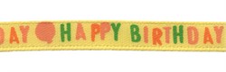 Лента атласная с рисунком "Happy birthday" 6 мм 1 м 